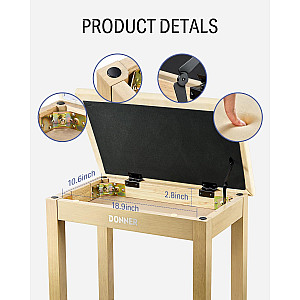 Donner Piano Bench Stool Suede Cushion Seat with Storage, Beige